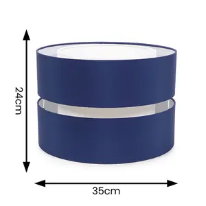 ValueLights Sophia Large Easy Fit Ceiling Light Shade 2 Tier Pendant Drum Lampshade - Navy Blue - Bulb Included