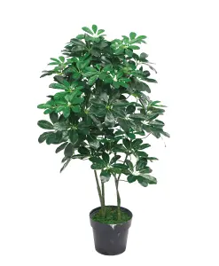 Tradala 3ft Lush Artificial Tree Schefflera 90cm / 3ft Tall with Real Wood Trunk - For Home Living Room Indoors