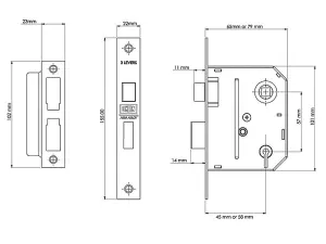 UNION ES-SL Essentials 3 Lever Mortice Sashlock Polished Brass 79mm 3in Visi