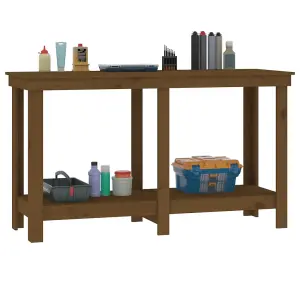 Berkfield Work Bench Honey Brown 140x50x80 cm Solid Wood Pine