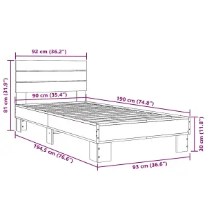 Berkfield Bed Frame without Mattress Black 90x190 cm Single