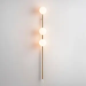 houseof Brass Bar Frosted Opal Ball Shade Plug In Wall Light - Gold