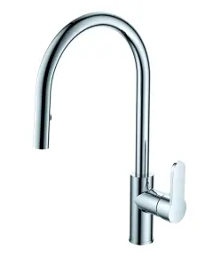 VURTU Aphrodite C Shape Pull Out Single Lever Tap, 416(H) x 107(W), Chrome, 492902