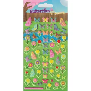 Paper Projects Chunky Reusable Flowers And Butterflies Stickers Multicoloured (One Size)