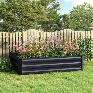 120cm W x 90cm D Galvanized Rectangular Raised Garden Bed Planter Box in Black