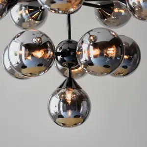 Luminosa Oscar 11 Light Multi Arm Glass Shade Ceiling Pendant Black Chrome