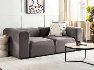 2 Seater Modular Velvet Sofa Dark Grey FALSTERBO