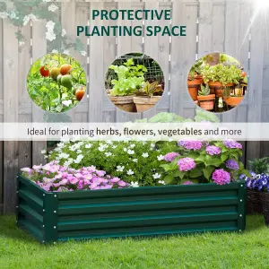 Outsunny Raised Garden Bed Elevated Planter Box for Flowers Green