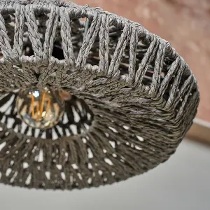 ValueLights Hamilton Natural Woven Grey Ceiling Pendant Light Shade Weave Rope Lampshade