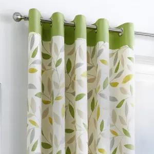 Beechwood Leaf Trail Pair of 100% Cotton Eyelet Curtains