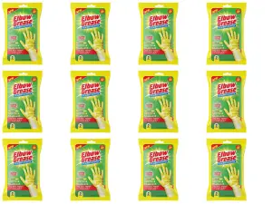 Elbow Grease Rubber Gloves Cotton Lined Extra Strong Non-Slip Yellow Medium (Pack of 12)