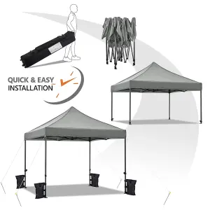 Yaheetech Light Grey 3x3m Heavy Duty Pop Up Gazebo