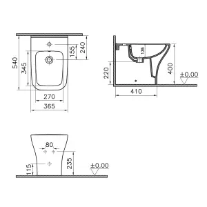 VitrA Koa Square White Floor-mounted Bidet