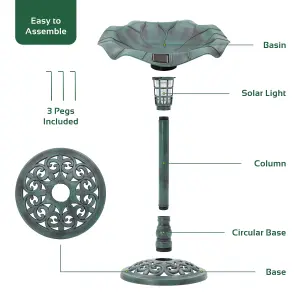 GardenKraft 17430 Bird Bath with Solar Powered Light