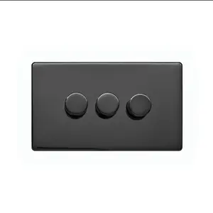 Lieber Black Nickel 3 Gang 2 -Way Intelligent Dimmer 100W LED (250w Halogen/Incandescent)