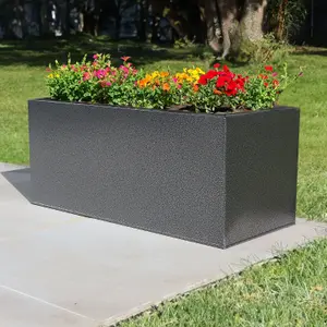 75cm Zinc Galvanised Graphite Black Textured Trough Planter