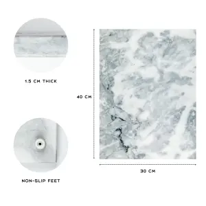 Homiu White Marble Chopping Board 40cm Heat Resistant Worktop Protector for Kitchen Non-Slip Cutting Board