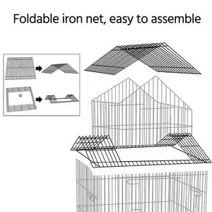 Yaheetech Black Triple Roof Rolling Bird Cage Metal Parrot Cage with Detachable Stand