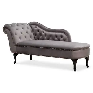 Right Hand Chaise Lounge in Velvet Dark Grey