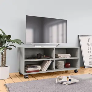 vidaXL TV Cabinet with Castors Concrete Grey 90x35x35 cm Engineered Wood