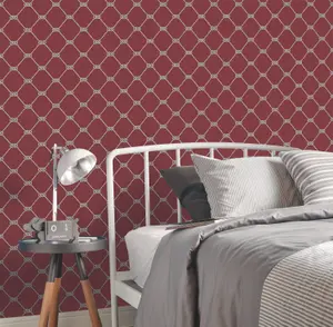 Galerie Deauville 2 Red White Nautical Rope Smooth Wallpaper