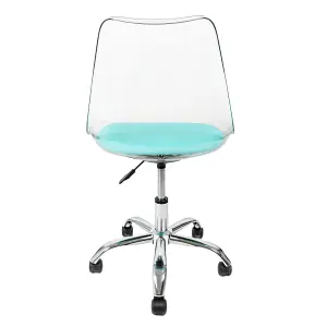 Soho Clear Plastic Dining Chair with Swivel Base Aqua