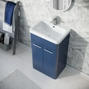 Nes Home 500mm Freestanding Vanity Unit Cabinet and Wash Basin Royal Blue