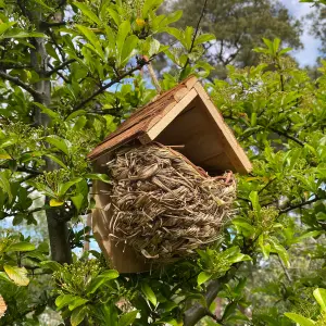 Woven House Martin Bird Nesters with Wooden Roof (Set of 2)