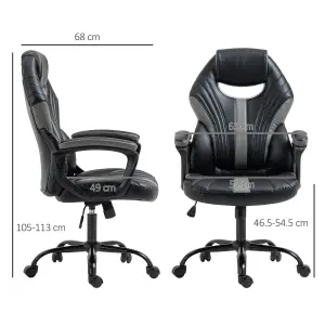 Vinsetto Racing Gaming Chair Gamer Chair with Armrests Swivel Wheels Black Grey