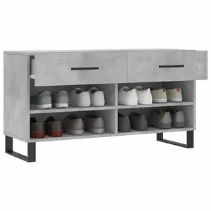 Berkfield Shoe Bench Concrete Grey 102x35x55 cm Engineered Wood