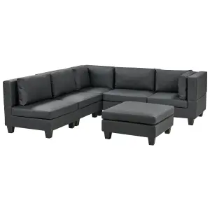 Corner Sofa with Ottoman UNSTAD Black Right Hand