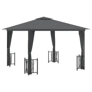 Berkfield Gazebo with Sidewalls&Double Roofs 3x3 m Anthracite