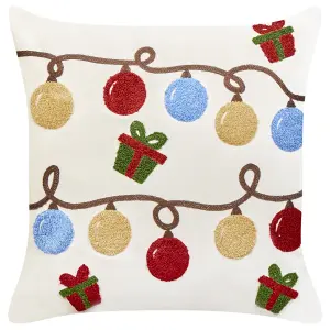 Set of 2 Cushions PALMIER Velvet 45 x 45 cm For Kids Embroidery Off-White