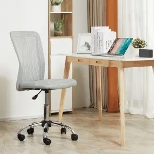 Vinsetto Armless Office Chair with Adjustable Height Mesh Back Wheels Grey