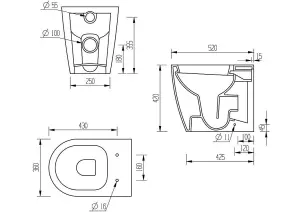 Aquarius Emma Back to Wall Toilet Bundle - Chrome Flush Button