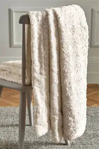 Next Ivory Natural Mila Cosy Textured Faux Fur Throw - Ivory Natural