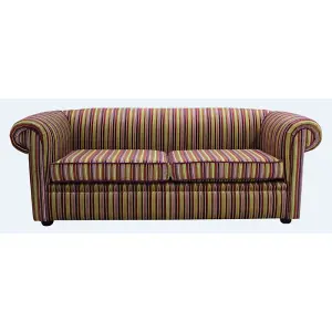 Chesterfield 3 Seater Riga 08 Thin Stripe Velvet Fabric Sofa In 2 Cushions Style