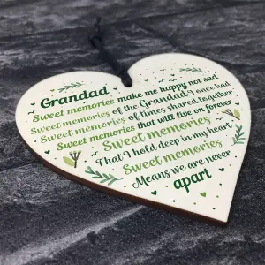 Red Ocean Grandad Grandfather Memorial Plaques For Graveside Handmade Wooden Hanging Heart Plaque Christmas Decoration Bauble