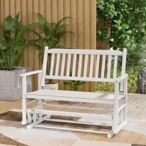 Costway 2 Seats Outdoor Glider Bench Poplar Wood Patio Swing Glider Loveseat Chair with Armrests