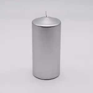 Unscented Pillar Candle 15cm - Silver