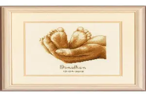 B/REC TINY FEET - Counted Cross Stitch Kit: Birth Record: Little Feet - Vervaco