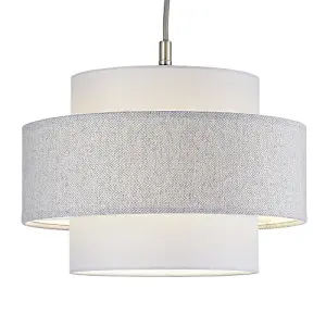 Modern Grey Herringbone Linen and Cotton Triple Tier Design Pendant Lamp Shade