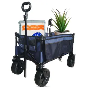 4 Wheeled Folding Pull Along Wagon Trolley Cart 100kg Load