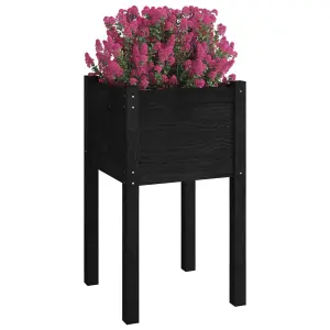 Berkfield Garden Planters 2 pcs Black 40x40x70 cm Solid Pinewood