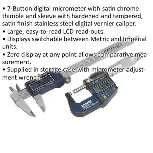 Precision Digital Measuring Set: Micrometer and Calipers with LCD Display