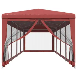 Berkfield Party Tent with 10 Mesh Sidewalls Red 3x12 m HDPE