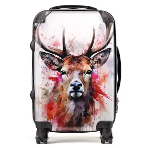 Watercolour Splashart Stag Face Suitcase - Cabin