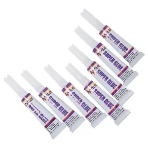 Pack of 7 Glue Tubes - Strong & Quick Bonding Clear Liquid Adhesive Glue for DIY Fixing & Repairs - Each Tube 3g