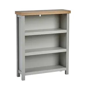 Home Source Avon Low 3 Shelves Bookcase Storage Unit Grey