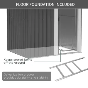 Outsunny 5ft x 4.3ft Outdoor Metal Storage Shed with Sliding Door Sloped Roof